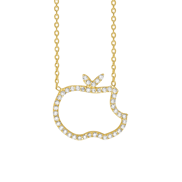 Big Apple Outline Necklace in Sterling Silver (16 x 16 mm)