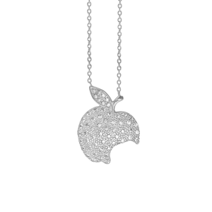 Big Apple with Bite Necklace in Sterling Silver (23 x 17 mm)