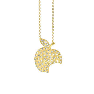 Big Apple with Bite Necklace in Sterling Silver (23 x 17 mm)
