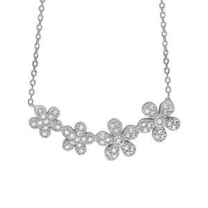 Four Flower Necklace in Sterling Silver (29 x 13 mm)