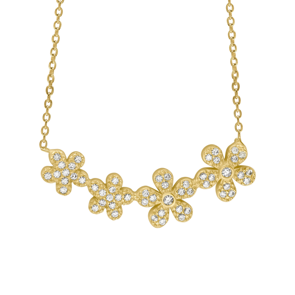 Four Flower Necklace in Sterling Silver (29 x 13 mm)