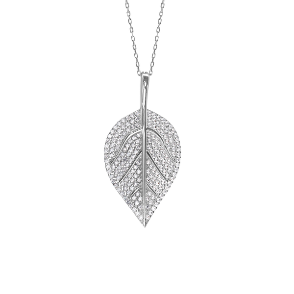 Leaf Necklace in Sterling Silver (37 x 19 mm)
