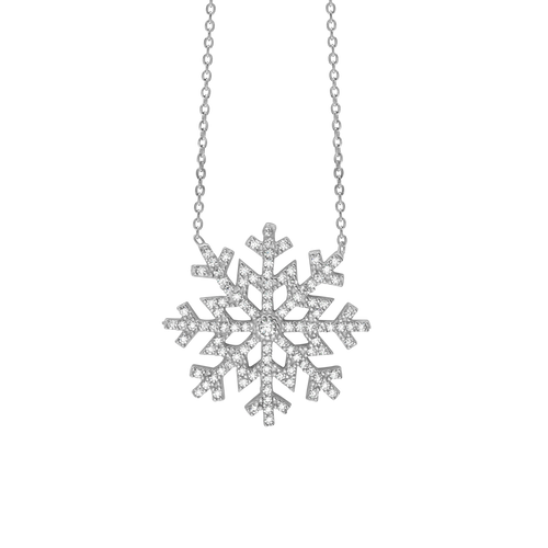 Glitter Snowflake Necklace in Sterling Silver (24 x 23 mm)