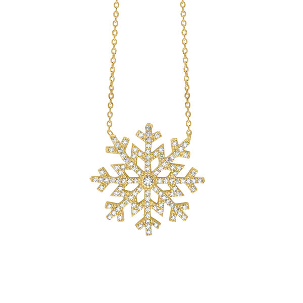 Glitter Snowflake Necklace in Sterling Silver (24 x 23 mm)