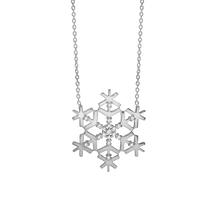 Load image into Gallery viewer, 6 Point Snowflake Necklace in Sterling Silver (24 x 24 mm)
