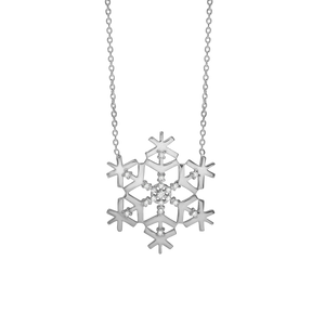 6 Point Snowflake Necklace in Sterling Silver (24 x 24 mm)