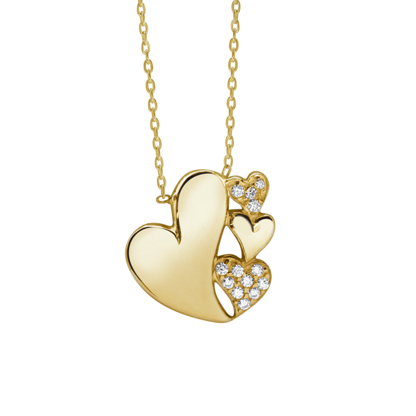 4 Hearts Necklace in Sterling Silver (16 x 15 mm)