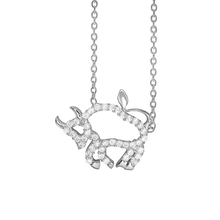 Load image into Gallery viewer, Taurus Necklace with Cubic Zirconia in Sterling Silver (15 x 17 mm)
