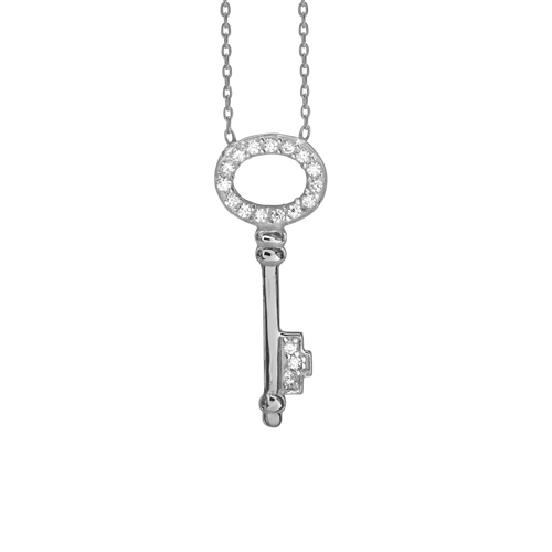 Oval Key Necklace in Sterling Silver (26 x 10 mm)