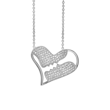 Load image into Gallery viewer, Heart &amp; Kissing Faces Necklace in Sterling Silver (22 x 26 mm)
