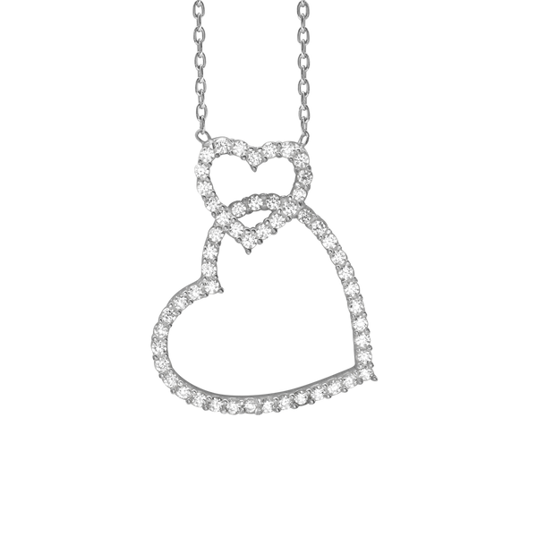 Linked Hearts Necklace in Sterling Silver (24 x 18 mm)