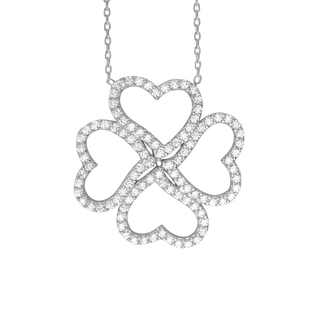 Four Heart Clover Necklace in Sterling Silver (25 x 25 mm)