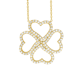 Four Heart Clover Necklace in Sterling Silver (25 x 25 mm)