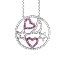 Load image into Gallery viewer, Heart, Moon &amp; Stars Necklace in Sterling Silver (25 x 25 mm)
