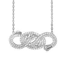 Load image into Gallery viewer, Double Headed Snake Necklace in Sterling Silver (28 x 12 mm)
