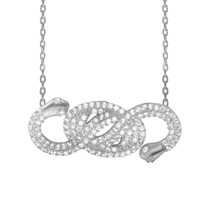 Double Headed Snake Necklace in Sterling Silver (28 x 12 mm)