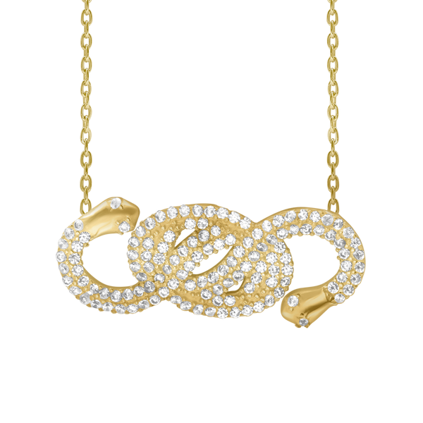 Double Headed Snake Necklace in Sterling Silver (28 x 12 mm)