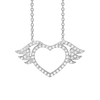 Winged Heart Necklace in Sterling Silver (16 x 29 mm)