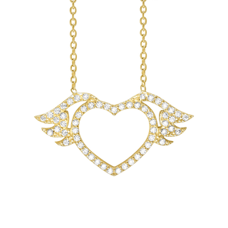 Winged Heart Necklace in Sterling Silver (16 x 29 mm)