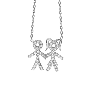 Boy & Girl Necklace in Sterling Silver (14 x 14 mm)