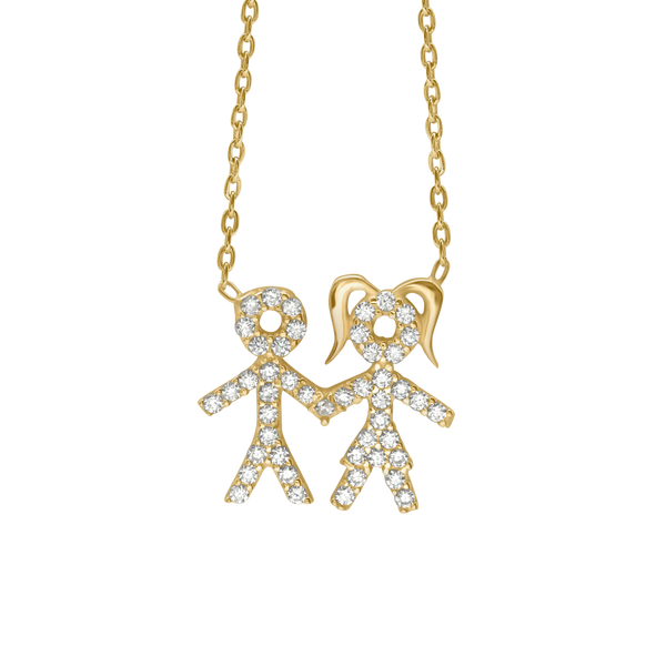 Boy & Girl Necklace in Sterling Silver (14 x 14 mm)