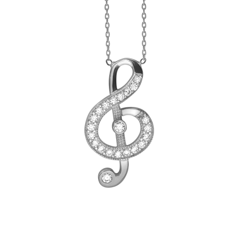 Treble Clef Necklace in Sterling Silver (25 x 13 mm)