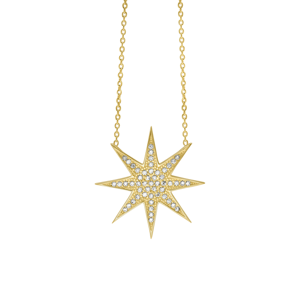 8 Point Star Necklace in Sterling Silver (25 x 25 mm)