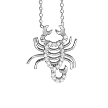 Load image into Gallery viewer, Scorpio Necklace with Cubic Zirconia in Sterling Silver (18 x 15 mm)
