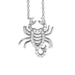 Scorpio Necklace with Cubic Zirconia in Sterling Silver (18 x 15 mm)