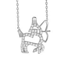 Load image into Gallery viewer, Sagittarius Necklace with Cubic Zirconia in Sterling Silver (18 x 17 mm)
