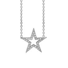Load image into Gallery viewer, Open Star Necklace in Sterling Silver (16 x 17 mm)
