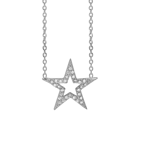 Open Star Necklace in Sterling Silver (16 x 17 mm)