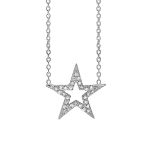 Open Star Necklace in Sterling Silver (16 x 17 mm)