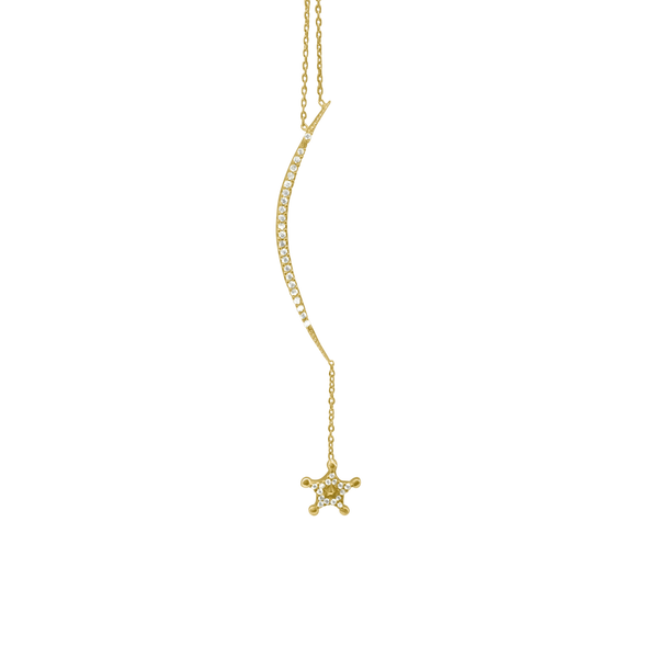 Moon & Shooting Star Necklace in Sterling Silver (73 x 2 mm)