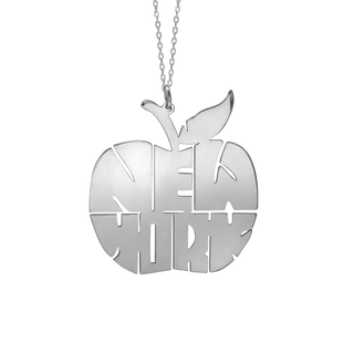 New York Big Apple Necklace in Sterling Silver (30 x 27 mm)
