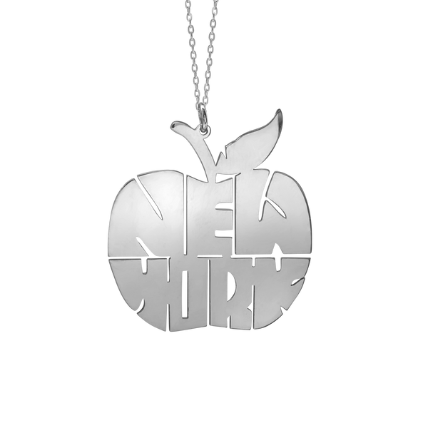 New York Big Apple Necklace in Sterling Silver (30 x 27 mm)