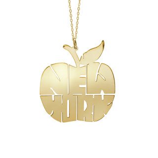 New York Big Apple Necklace in Sterling Silver (30 x 27 mm)