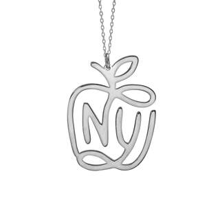 NY Big Apple Necklace in Sterling Silver (29 x 23 mm)