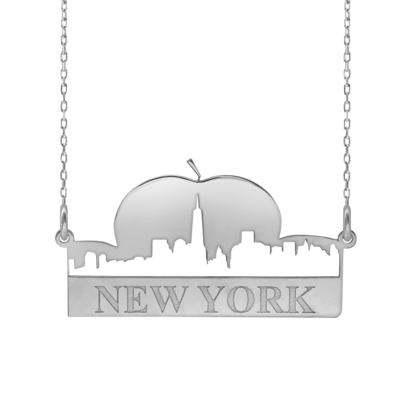 Big Apple New York Necklace in Sterling Silver (32 x 16 mm)