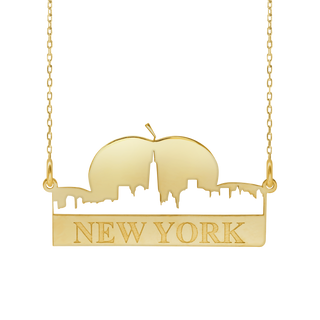 Big Apple New York Necklace in Sterling Silver (32 x 16 mm)