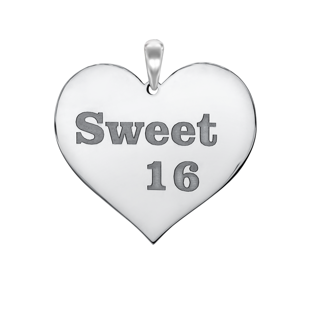 Sweet Sixteen Heart Charm (27 x 28mm)