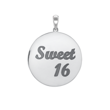 Load image into Gallery viewer, Sweet Sixteen Disc Script Charm (32  x 25mm)
