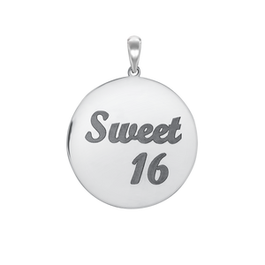 Sweet Sixteen Disc Script Charm (32  x 25mm)