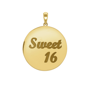 Sweet Sixteen Disc Script Charm (32  x 25mm)