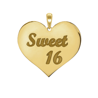 Sweet Sixteen Heart  Disc Script Charm (27 x 28mm)