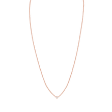 Load image into Gallery viewer, Diamond or Gemstone Round Bezel Charm in 14K Rose Round Cable Necklace (16-18&quot; Extension)
