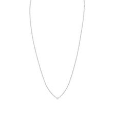Load image into Gallery viewer, Diamond or Gemstone Round Bezel Charm in 14K White Round Cable Necklace (16-18&quot; Extension)
