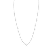 Load image into Gallery viewer, Diamond or Gemstone Round Bezel Charm in 14K White Diamond Cut Cable Necklace (16-18" Extension)
