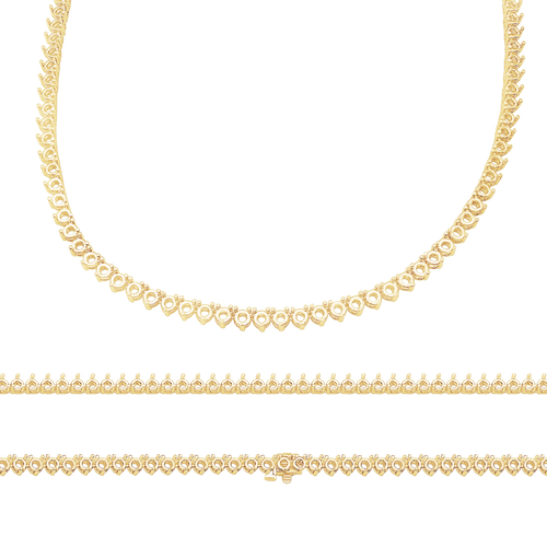 3 Prong Tennis Necklace in 14K Gold (.15 ct / 3.4 mm)