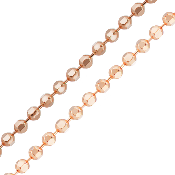 Bulk / Spooled Diamond Cut Round Bead Chain in 14K Rose Gold (1.20 mm - 1.50 mm)